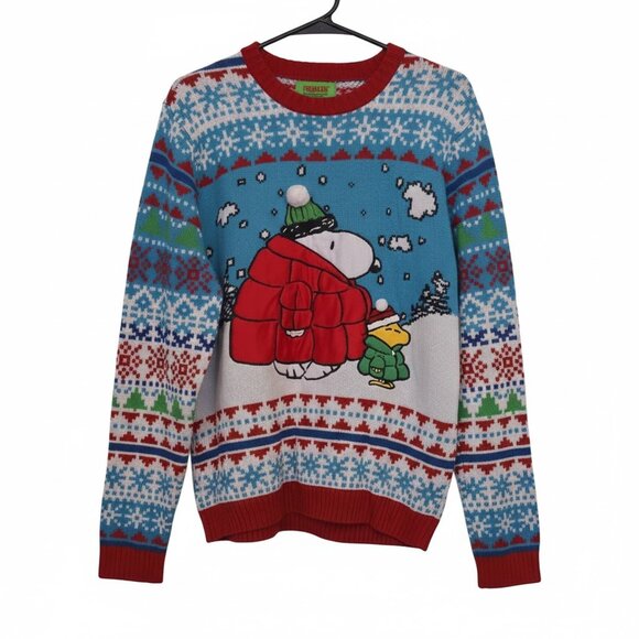 Peanuts | Sweaters | Peanuts Snoopy Woodstock Festive Sweater Red Blue ...